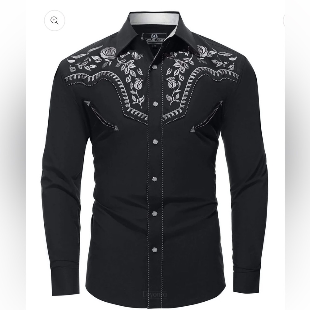 Black Western Embroidered Dress Shirt